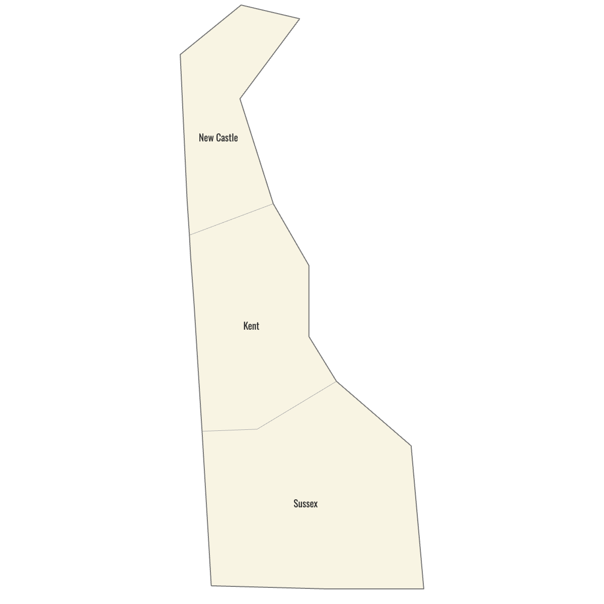 Blank Map of Delaware Counties with Labels