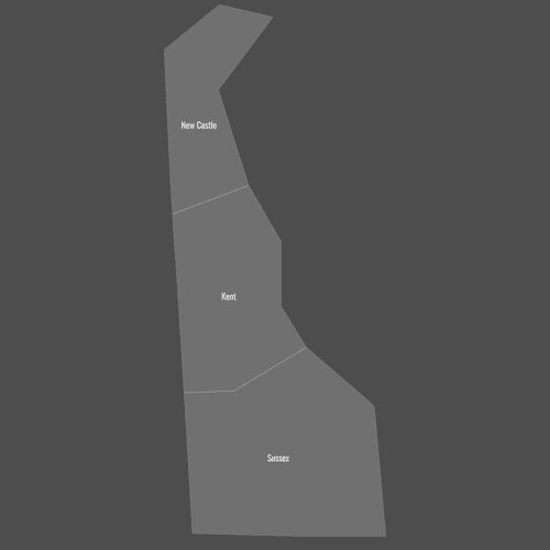 Preview of Labeled Map of Delaware Counties (Dark)