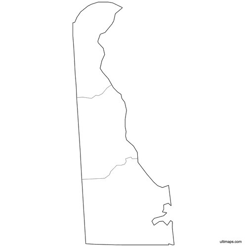 Preview of Outlined Map of Delaware Counties