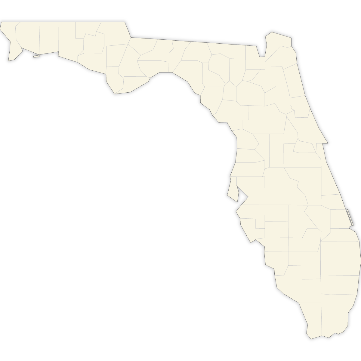 Blank Map of Florida Counties