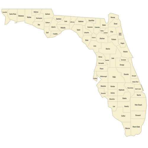 Preview of Labeled Map of Florida Counties