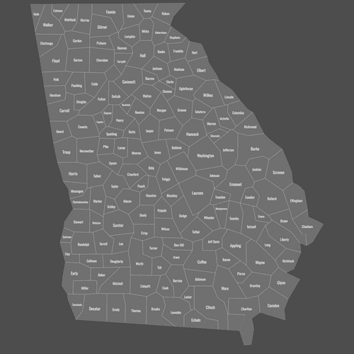 Preview of Labeled Map of Georgia Counties (Dark)