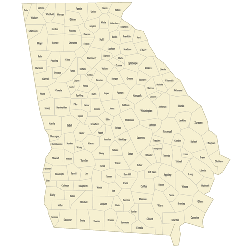 Preview of Labeled Map of Georgia Counties