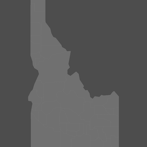 Preview of Blank Printable Map of Idaho Counties (Dark Theme)