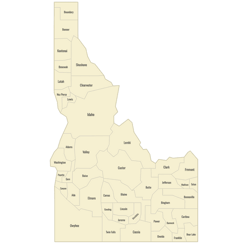 Preview of Labeled Map of Idaho Counties