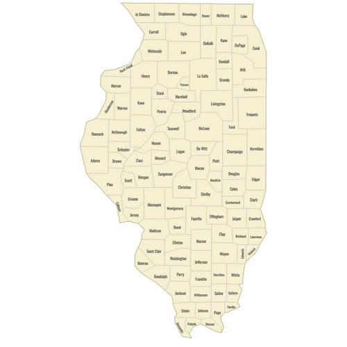 Preview of Labeled Map of Illinois Counties