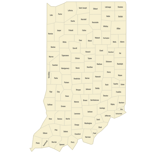 Preview of Labeled Map of Indiana Counties