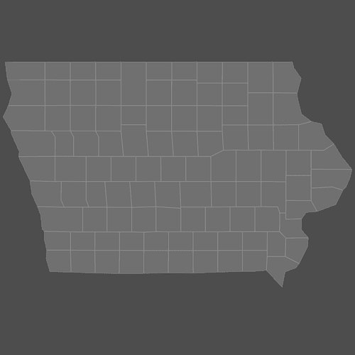 Preview of Blank Map of Iowa Counties (Dark)