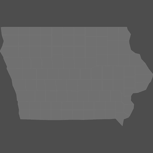 Preview of Blank Printable Map of Iowa Counties (Dark Theme)