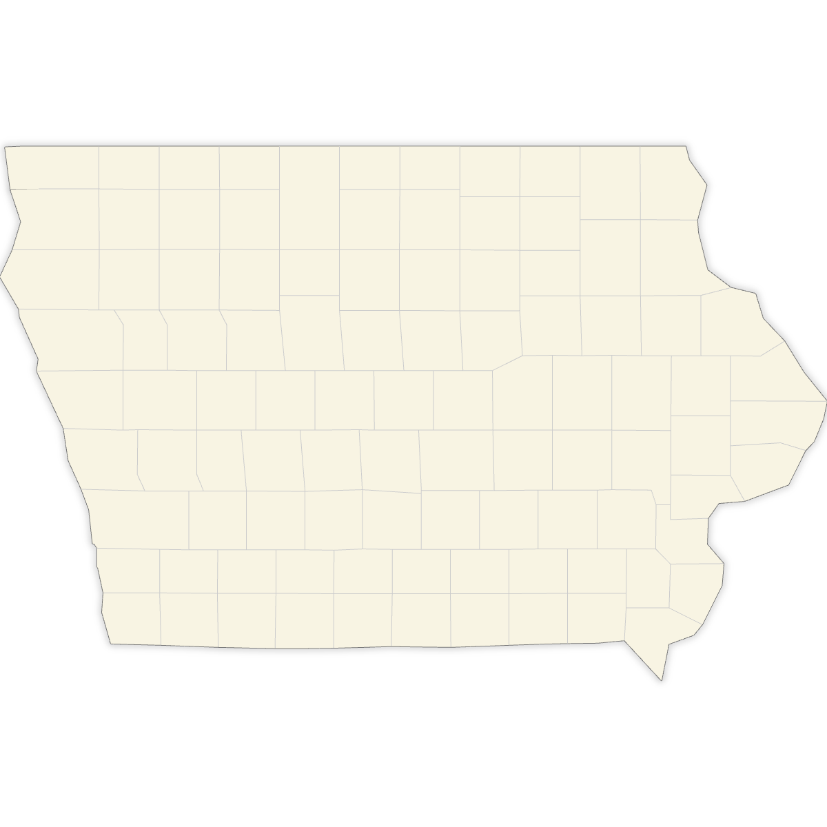 Blank Map of Iowa Counties