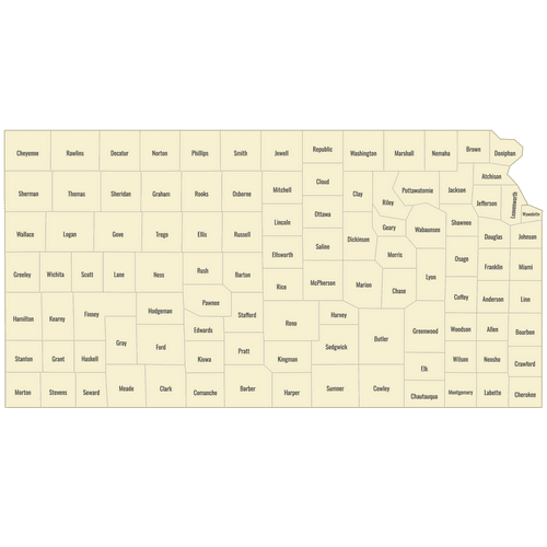 Preview of Labeled Map of Kansas Counties