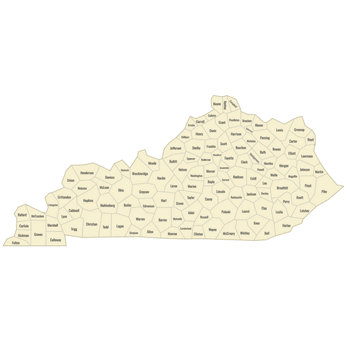 Preview of Labeled Map of Kentucky Counties