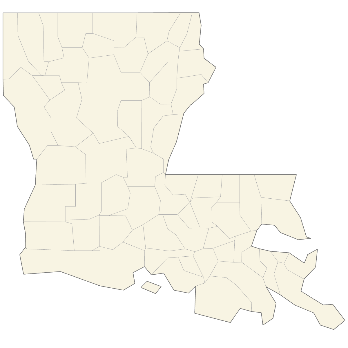 Blank Map of Louisiana Counties with Labels