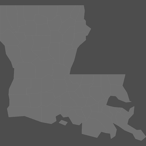 Preview of Blank Printable Map of Louisiana Counties (Dark Theme)