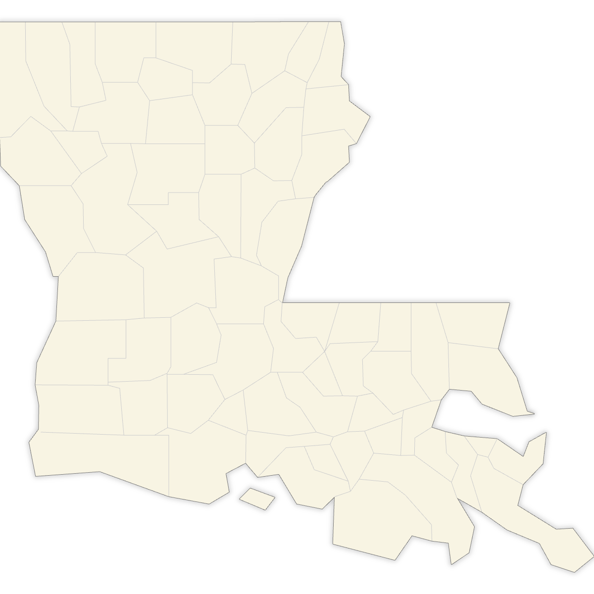 Blank Map of Louisiana Counties