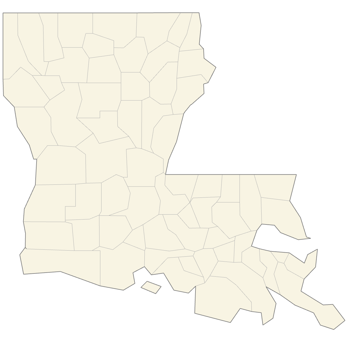 Colored Map of Louisiana Counties