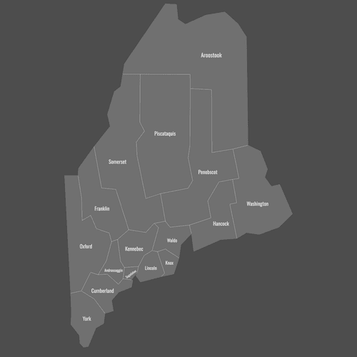 Preview of Labeled Map of Maine Counties (Dark)