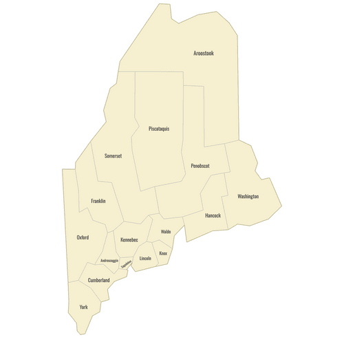 Preview of Labeled Map of Maine Counties