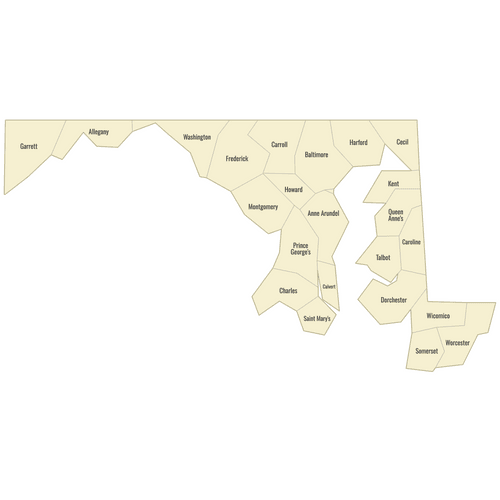 Preview of Labeled Map of Maryland Counties