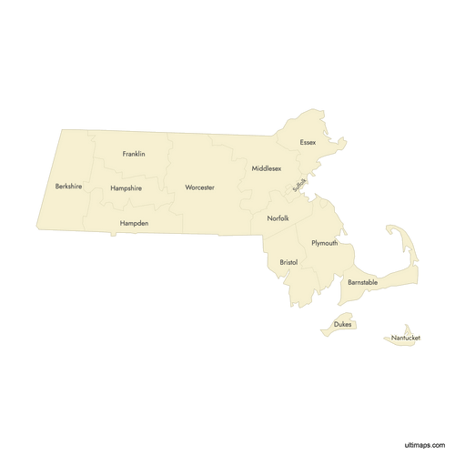 Preview of Labeled Map of Massachusetts Counties