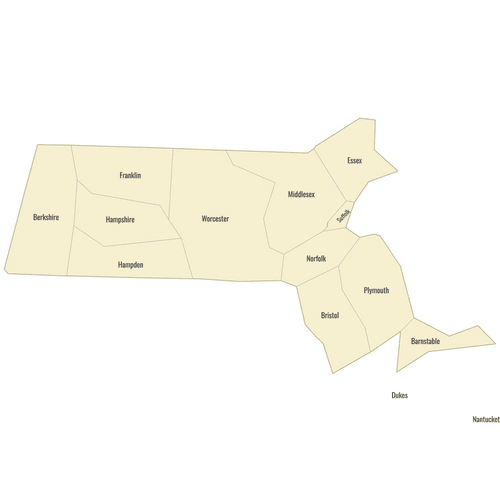 Preview of Labeled Map of Massachusetts Counties