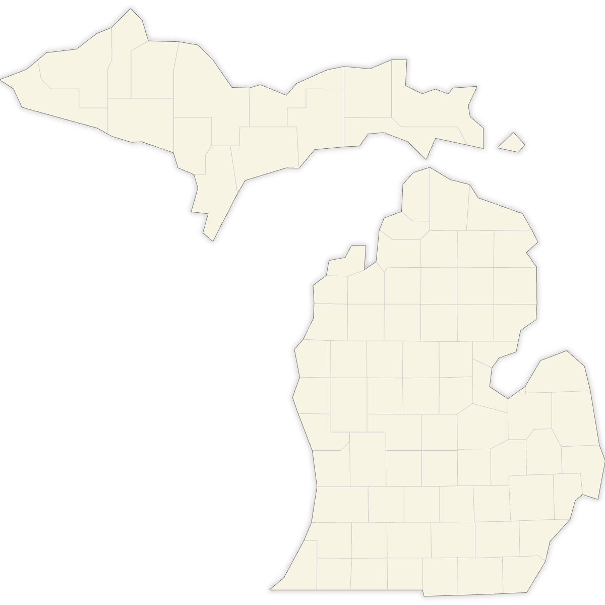 Blank Map of Michigan Counties