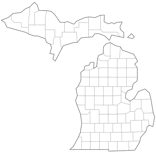 Preview of Outline Map of Michigan Counties