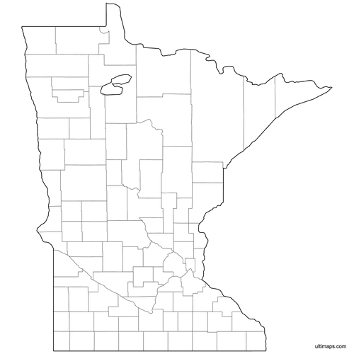 Preview of Outlined Map of Minnesota Counties