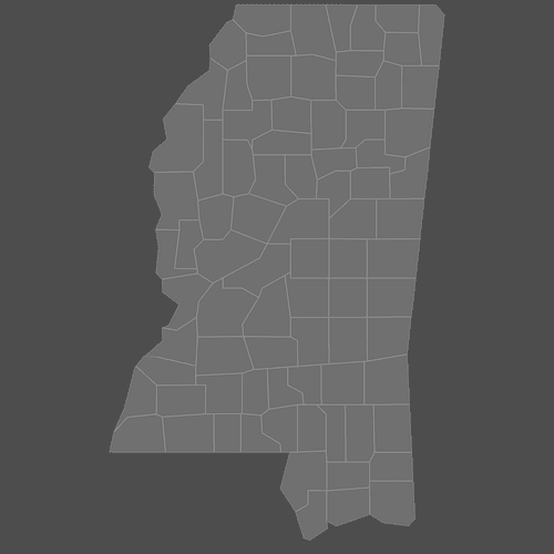 Preview of Blank Map of Mississippi Counties (Dark)