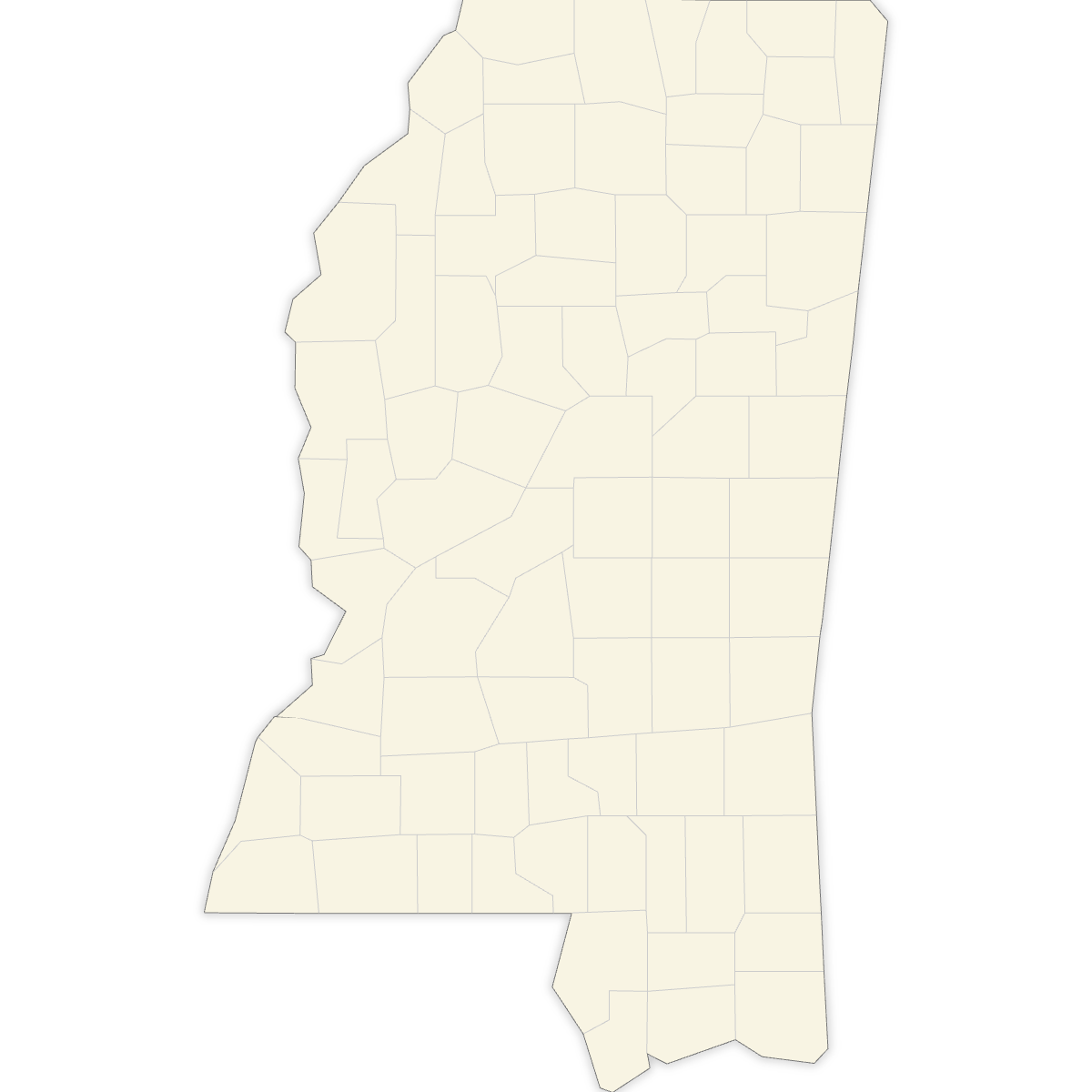 Blank Map of Mississippi Counties