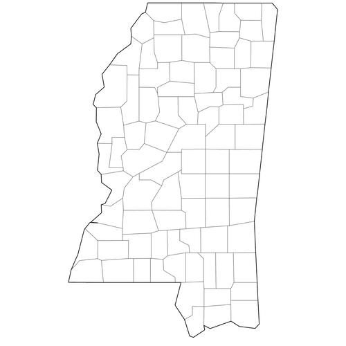 Preview of Outline Map of Mississippi Counties