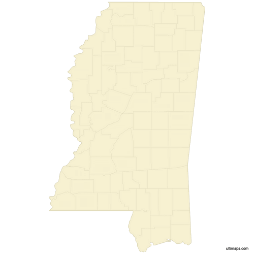 Preview of Vector Map of Mississippi Counties