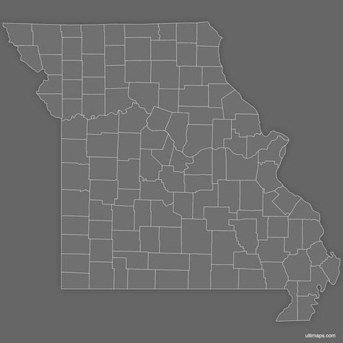 Preview of Blank Map of Missouri Counties (Dark)