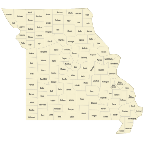 Preview of Labeled Map of Missouri Counties