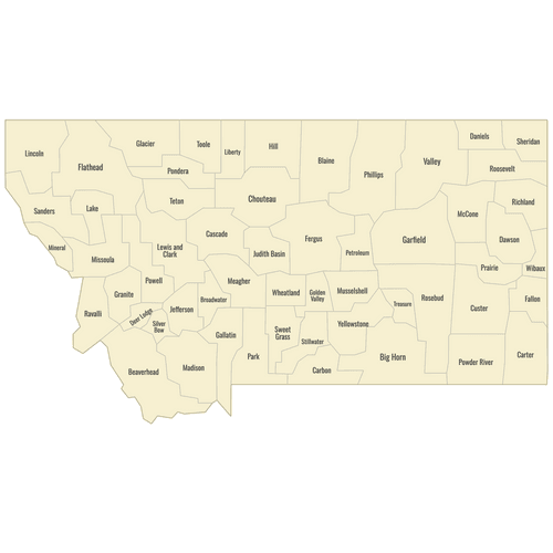 Preview of Labeled Map of Montana Counties