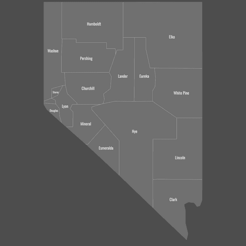 Preview of Labeled Map of Nevada Counties (Dark)