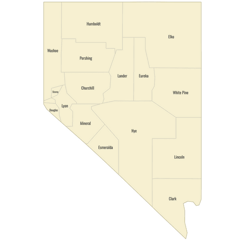 Preview of Labeled Map of Nevada Counties