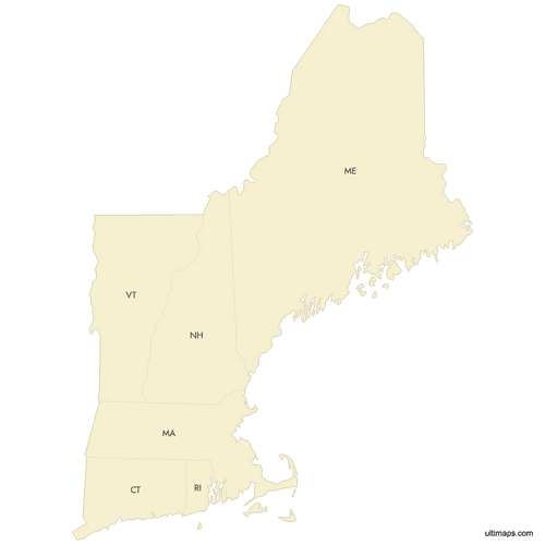 Preview of Labeled Map of New England States