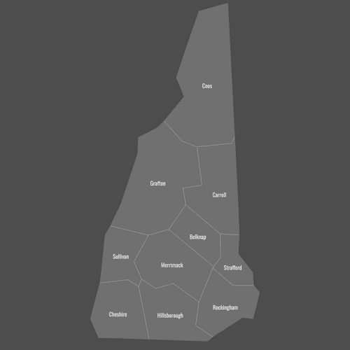 Preview of Labeled Map of New Hampshire Counties (Dark)