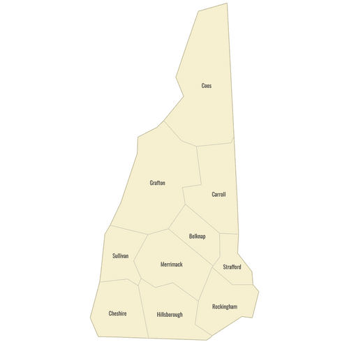 Preview of Labeled Map of New Hampshire Counties