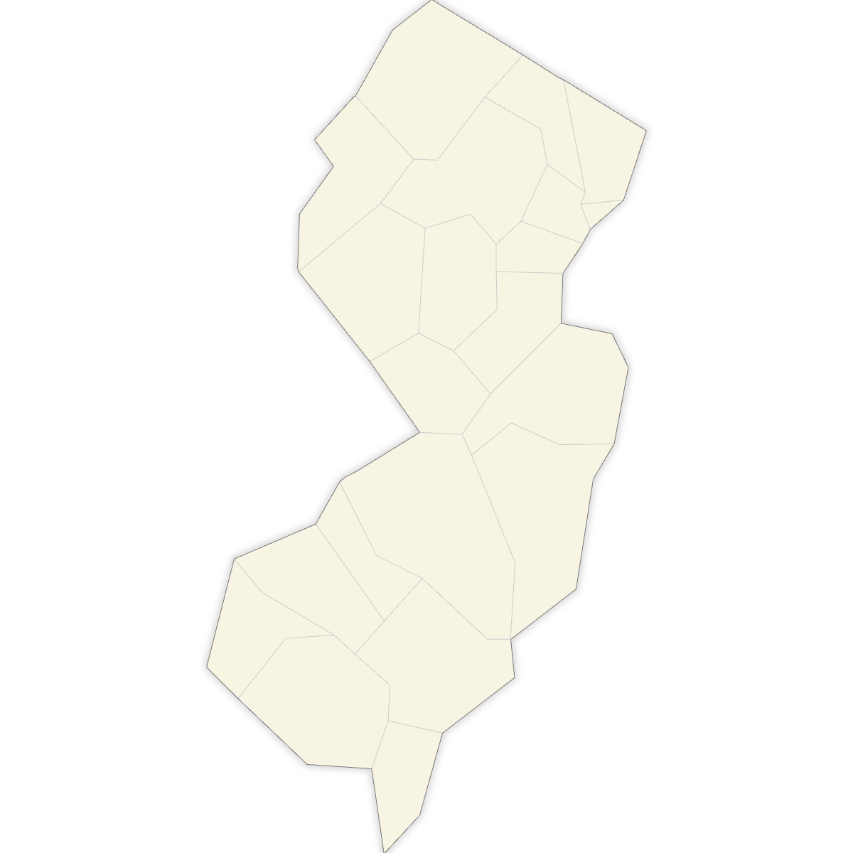 Blank Map of New Jersey Counties