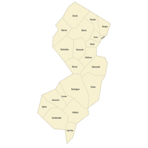 Preview of Labeled Map of New Jersey Counties