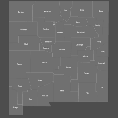 Preview of Labeled Map of New Mexico Counties (Dark)