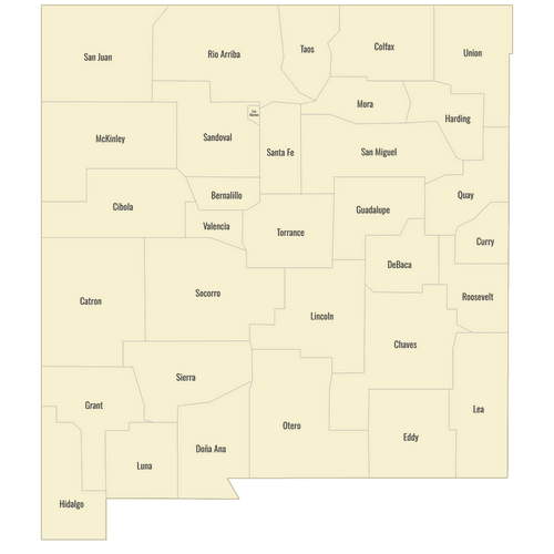 Preview of Labeled Map of New Mexico Counties