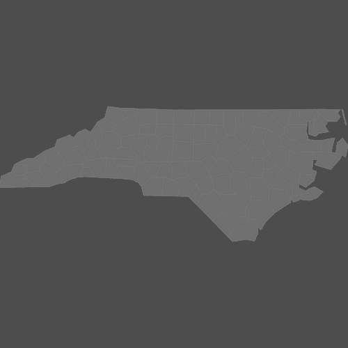 Preview of Blank Printable Map of North Carolina Counties (Dark Theme)