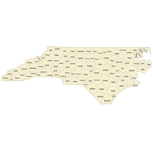 Preview of Labeled Map of North Carolina Counties