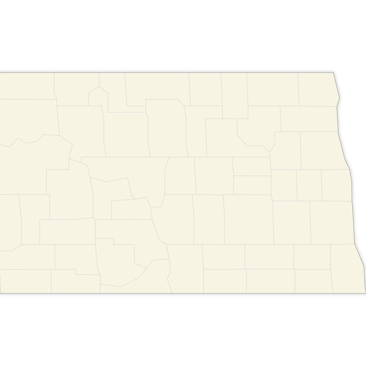 Blank Map of North Dakota Counties