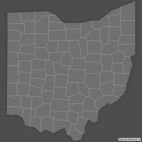 Preview of Blank Map of Ohio Counties (Dark)