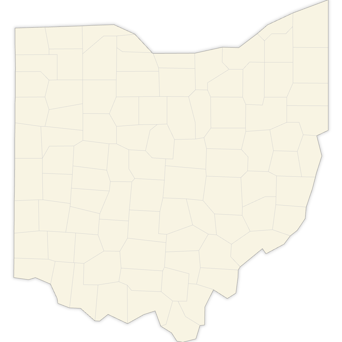 Blank Map of Ohio Counties