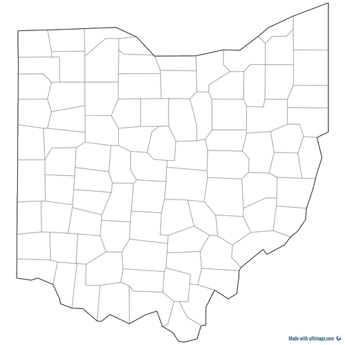 Preview of Outlined Map of Ohio Counties